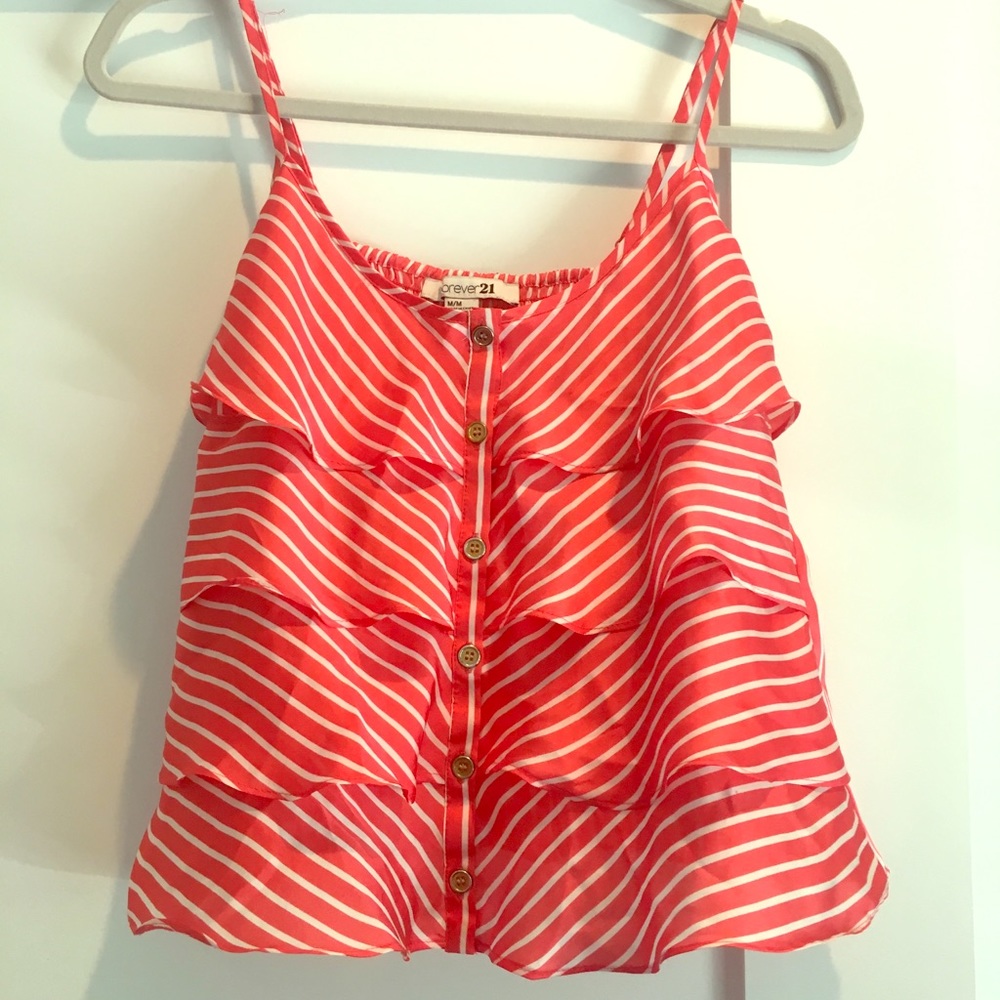 Forever 21 Striped Blouse Style Top
